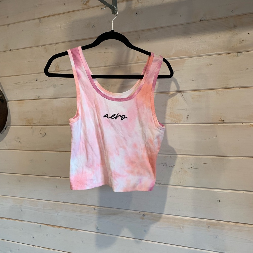 Aéropostale | Pink Tie-Dye Cropped Ribbed Tank